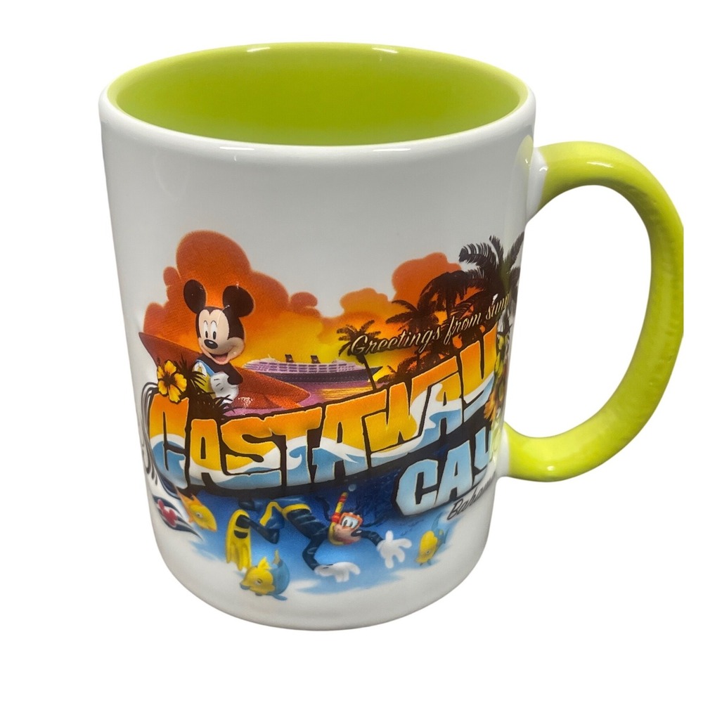 Disney Cruise Line Castaway Cay Mug Mickey Goofy Bahamas 3D Logo